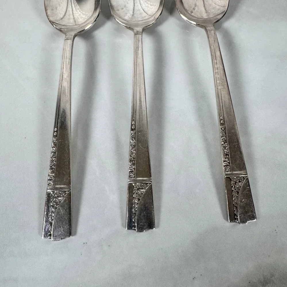 Set of 3 Oneida‎ Nobility Plate Silver Plated Tablespoons Caprice Floral